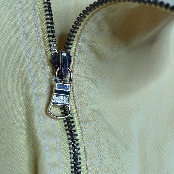 Lauren Jeans Yellow Denim Moto Asymmetrical Gold Zip Jacket Sz M - Picture 5 of 6